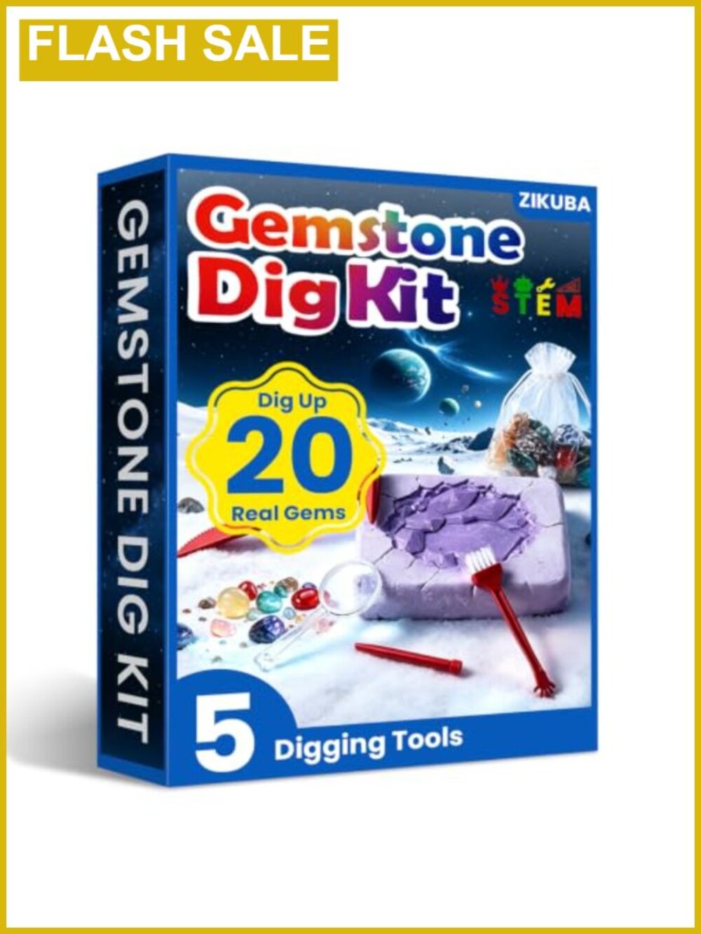 Gemstone Dig Kit: Excavate 20 Real Gems, STEM Geology Toy for Kids